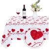 imageASPMIZ Valentines Day Tablecloth Rectangle 60x84 Inch Red Love Heart Table Cloth Polyester Fabric Romantic Tablecloths Waterproof Spillproof for Valentines Wedding Party Decoration