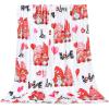 imageASPMIZ Valentines Day Throw Blanket Fuzzy Romantic Soft Heart Love Blanket Fleece Cover Cute Gnomes Flannel Blanket Warm Cozy Blanket for Couch Bed Sofa Valentine Home Decoration 50 x 60 Inches