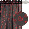 imageASPMIZ Valentines Sheer Curtains 84 Inch Length Red Heart Foil Print Curtains Black Valentines Curtains for Living Room Love Hearts Window Curtains Rod Pocket 52quot W x 84quot L
