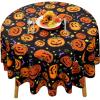 imageHalloween Tablecloth Pumpkin and Bat Table Cloth Orange and Black Star Scary Themed Tablecloths Waterproof Spillproof Tablecover for Dinner Party Decoration Square 55 x 55 Inch140 Round