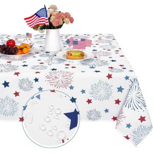 imageASPMIZ 4th of July Stars Tablecloth Fourth of July Patriotic Decoration 60 x 84 inch Polyester Tablecloth Patriotic Stars Table Cloth for Fourth of July Decorations