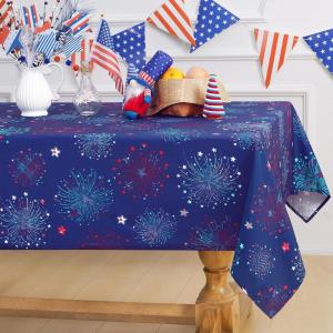 imageASPMIZ 4th of July Tablecloth Independence Day Table Cloth Memorial Patriotic Table Cover Washable Polyester Dining Decorative for Dinner Kitchen Party Decor 55x55 Inch