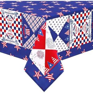 imageASPMIZ 4th of July Tablecloth Square 55x55 InchIndependence Day Table Cloth Memorial Patriotic Tablecloths Waterproof Spillproof American Flag Table Cover for Dinner Party Picnic Decoration