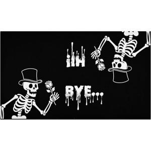 imageASPMIZ Halloween Door Mat Skull Coir Doormat Non Slip Skeleton Front Door Mat Outside Entrance Funny Welcome Mats Entryway Rug for OutdoorIndoor Halloween Decorations 18quot x 30quotFelt and Rubber