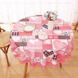 imageASPMIZ Valentines Day Tablecloth Round 60 Inch Pink Buffalo Plaid Tablecloth Love Hearts Table Cloth Waterproof Table Cover for Valentines Day Party Kitchen Dining Room Holiday Decor PinkPink