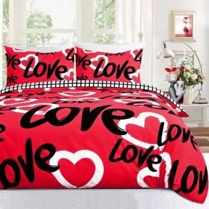 imageASPMIZ Valentines Duvet Cover Queen Size 3 Pieces Love Hearts Duvet Cover Set with Zipper Closure Checkered Red Comforter Cover Set 1 Duvet Cover 90 x 90 inches and 2 Pillow ShamsRed