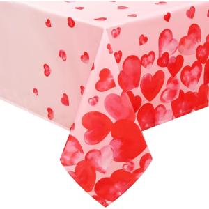 imageASPMIZ Valentines Tablecloth Square 55x55 Inch Falling Love Heart Table Cloth Pink Red Heart Tablecloths Waterproof Spillproof Tablecloth for Valentines Wedding Dinner Party DecorationPink Red