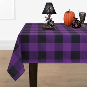 imageHalloween Tablecloth Buffalo Plaid Purple and Black Table Cloth Checkered Waterproof Tablecloths Spillproof Tablecover for Dinner Party Decoration Rectangle 60 x 120 InchPurple and Black