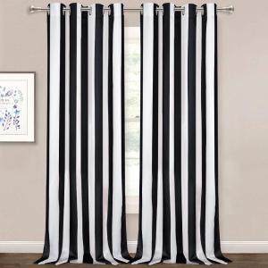 imageStriped Window Curtains Black and White Vertical Stripe Curtain Panel Window Drapes with Grommets for Bedroom Living Room Decor Set of 2 Panels 52 x 84 Inch LengthBlack and White