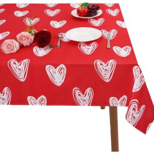 imageSunm Boutique Valentines Day Table Cloth Sketch Heart Tablecloth Waterproof Machine Washable Tablecloth for Valentines Day Wedding Decoration 60 x 84 Inch