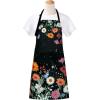 imageASPMIZ Floral Apron for Adults Waterproof Women Apron with 2 Pockets Flower Cooking Aprons with Adjustable Neck Strap Kitchen Apron for Washing Dishes Gifts BBQ Grill 275 x 315 Inches Black