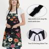 imageASPMIZ Floral Apron for Adults Waterproof Women Apron with 2 Pockets Flower Cooking Aprons with Adjustable Neck Strap Kitchen Apron for Washing Dishes Gifts BBQ Grill 275 x 315 Inches Black