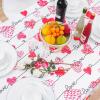 imageValentines Day Tablecloth Rectangle 60quot x 84quot Love Heart Table Cloth Waterproof Spill Proof Wrinkle Resistant Table Cover for Anniversary Wedding Party Holiday Kitchen Dining Decor Red Pink White84 x 60 Rectangular