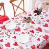 imageValentines Day Tablecloth Rectangle 60x84 Inch Red Love Heart Romantic Table Cloth Buffalo Plaid Tablecloths Waterproof Spillproof Tablecloth for Valentines Day Wedding Dinner Party Decoration
