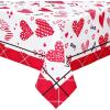 imageValentines Day Tablecloth Rectangle 60x84 Inch Red Love Heart Romantic Table Cloth Buffalo Plaid Tablecloths Waterproof Spillproof Tablecloth for Valentines Day Wedding Dinner Party Decoration