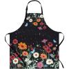 imageASPMIZ Floral Apron for Adults Waterproof Women Apron with 2 Pockets Flower Cooking Aprons with Adjustable Neck Strap Kitchen Apron for Washing Dishes Gifts BBQ Grill 275 x 315 Inches Black