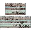 imageFarmhouse Kitchen Rugs Sets of 2 Personalized Kitchen Mats Cushioned Anti Fatigue Wooden Kitchen Rugs Non Slip Washable Teal Kitchen Floor Mats for in Front of Sink 17 x 47  17 x 3048 x 18  30 x 18