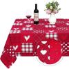 imageValentines Day Tablecloth Rectangle 60x84 Inch Buffalo Plaid Love Heart Table Cloth Red Heart Tablecloths Waterproof Spillproof Tablecloth for Valentines Day Wedding Dinner Party Decoration