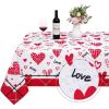 imageValentines Day Tablecloth Rectangle 60x84 Inch Red Love Heart Romantic Table Cloth Buffalo Plaid Tablecloths Waterproof Spillproof Tablecloth for Valentines Day Wedding Dinner Party Decoration