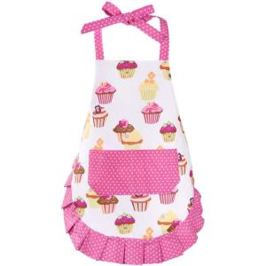 imageASPMIZ Cupcake Kids Apron Pink Baking Bib Apron for 26 Years Child Cute Chef Apron with Pockets for Gardening Painting Adjustable Kitchen Apron for Little Helper Girls Daughters Toddlers GiftPink