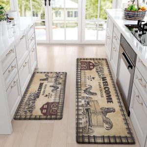 imageASPMIZ Farmhouse Kitchen Rugs Set of 2 Rooster Kitchen Mats Cushioned Anti Fatigue Waterproof Kitchen Rug Non Slip Washable Country Kitchen Floor Mats for Sink Office18 x 48  18 x 30SmallMedium18 x 3018 x 48