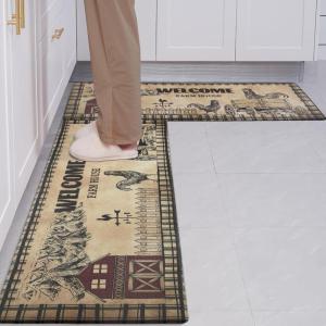 imageASPMIZ Farmhouse Kitchen Rugs Set of 2 Rooster Kitchen Mats Cushioned Anti Fatigue Waterproof Kitchen Rug Non Slip Washable Country Kitchen Floor Mats for Sink Office18 x 48  18 x 30MediumLarge18 x 4818 x 60