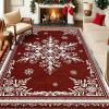 imageASPMIZ Christmas Area Rug 3x5 Snowflake Entryway Rug Non Slip Washable Rugs Low Pile Floor Mat Soft Faux Wool Rugs for Living Room Bedroom Kitchen Holiday Christmas Decorations RedRed
