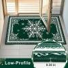 imageASPMIZ Christmas Area Rug 3x5 Snowflake Entryway Rug Non Slip Washable Rugs Low Pile Floor Mat Soft Faux Wool Rugs for Living Room Bedroom Kitchen Holiday Christmas Decorations RedGreen