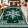 imageASPMIZ Christmas Area Rug 3x5 Snowflake Entryway Rug Non Slip Washable Rugs Low Pile Floor Mat Soft Faux Wool Rugs for Living Room Bedroom Kitchen Holiday Christmas Decorations RedGreen