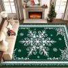 imageASPMIZ Christmas Area Rug 3x5 Snowflake Entryway Rug Non Slip Washable Rugs Low Pile Floor Mat Soft Faux Wool Rugs for Living Room Bedroom Kitchen Holiday Christmas Decorations RedGreen