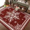 imageASPMIZ Christmas Area Rug 3x5 Snowflake Entryway Rug Non Slip Washable Rugs Low Pile Floor Mat Soft Faux Wool Rugs for Living Room Bedroom Kitchen Holiday Christmas Decorations RedRed