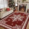 imageASPMIZ Christmas Area Rug 3x5 Snowflake Entryway Rug Non Slip Washable Rugs Low Pile Floor Mat Soft Faux Wool Rugs for Living Room Bedroom Kitchen Holiday Christmas Decorations RedRed