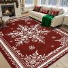 imageASPMIZ Christmas Area Rug 3x5 Snowflake Entryway Rug Non Slip Washable Rugs Low Pile Floor Mat Soft Faux Wool Rugs for Living Room Bedroom Kitchen Holiday Christmas Decorations RedRed