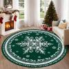 imageASPMIZ Christmas Area Rug 3x5 Snowflake Entryway Rug Non Slip Washable Rugs Low Pile Floor Mat Soft Faux Wool Rugs for Living Room Bedroom Kitchen Holiday Christmas Decorations RedGreen
