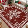 imageASPMIZ Christmas Area Rug 3x5 Snowflake Entryway Rug Non Slip Washable Rugs Low Pile Floor Mat Soft Faux Wool Rugs for Living Room Bedroom Kitchen Holiday Christmas Decorations RedRed