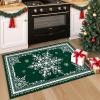 imageASPMIZ Christmas Area Rug 3x5 Snowflake Entryway Rug Non Slip Washable Rugs Low Pile Floor Mat Soft Faux Wool Rugs for Living Room Bedroom Kitchen Holiday Christmas Decorations RedGreen