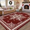 imageASPMIZ Christmas Area Rug 3x5 Snowflake Entryway Rug Non Slip Washable Rugs Low Pile Floor Mat Soft Faux Wool Rugs for Living Room Bedroom Kitchen Holiday Christmas Decorations RedRed