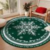 imageASPMIZ Christmas Area Rug 3x5 Snowflake Entryway Rug Non Slip Washable Rugs Low Pile Floor Mat Soft Faux Wool Rugs for Living Room Bedroom Kitchen Holiday Christmas Decorations RedGreen