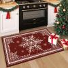 imageASPMIZ Christmas Area Rug 3x5 Snowflake Entryway Rug Non Slip Washable Rugs Low Pile Floor Mat Soft Faux Wool Rugs for Living Room Bedroom Kitchen Holiday Christmas Decorations RedRed