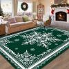 imageASPMIZ Christmas Area Rug 3x5 Snowflake Entryway Rug Non Slip Washable Rugs Low Pile Floor Mat Soft Faux Wool Rugs for Living Room Bedroom Kitchen Holiday Christmas Decorations RedGreen
