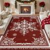 imageASPMIZ Christmas Area Rug 3x5 Snowflake Entryway Rug Non Slip Washable Rugs Low Pile Floor Mat Soft Faux Wool Rugs for Living Room Bedroom Kitchen Holiday Christmas Decorations RedRed