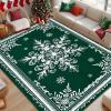 imageASPMIZ Christmas Area Rug 3x5 Snowflake Entryway Rug Non Slip Washable Rugs Low Pile Floor Mat Soft Faux Wool Rugs for Living Room Bedroom Kitchen Holiday Christmas Decorations RedGreen