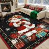 imageASPMIZ Christmas Area Rug 5x7 Santa Claus Living Room Rug Washable Rugs Non Slip for Bedroom Low Pile Faux Wool Soft Rugs for Dining Room Home Office Holiday Christmas Decorations RedBlack