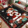 imageASPMIZ Christmas Area Rug 5x7 Santa Claus Living Room Rug Washable Rugs Non Slip for Bedroom Low Pile Faux Wool Soft Rugs for Dining Room Home Office Holiday Christmas Decorations RedBlack