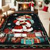 imageASPMIZ Christmas Area Rug 5x7 Santa Claus Living Room Rug Washable Rugs Non Slip for Bedroom Low Pile Faux Wool Soft Rugs for Dining Room Home Office Holiday Christmas Decorations RedBlack