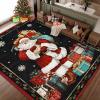 imageASPMIZ Christmas Area Rug 5x7 Santa Claus Living Room Rug Washable Rugs Non Slip for Bedroom Low Pile Faux Wool Soft Rugs for Dining Room Home Office Holiday Christmas Decorations RedBlack