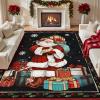 imageASPMIZ Christmas Area Rug 5x7 Santa Claus Living Room Rug Washable Rugs Non Slip for Bedroom Low Pile Faux Wool Soft Rugs for Dining Room Home Office Holiday Christmas Decorations RedBlack