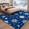 imageASPMIZ Christmas Area Rug 5x7 Snowflake Rugs for Living Room Red Buffalo Plaid Rugs for Bedroom Washable Rug Non Slip Low Pile Carpet for Dinning Room Nursery Checkered Christmas Decoration RedBlue