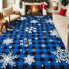 imageASPMIZ Christmas Area Rug 5x7 Snowflake Rugs for Living Room Red Buffalo Plaid Rugs for Bedroom Washable Rug Non Slip Low Pile Carpet for Dinning Room Nursery Checkered Christmas Decoration RedBlue