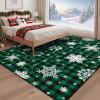 imageASPMIZ Christmas Area Rug 5x7 Snowflake Rugs for Living Room Red Buffalo Plaid Rugs for Bedroom Washable Rug Non Slip Low Pile Carpet for Dinning Room Nursery Checkered Christmas Decoration RedGreen
